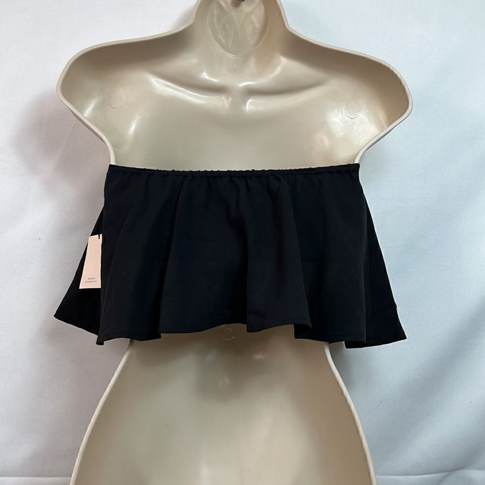 Superdown Revolve Black ruffle strapless bandeau … - image 4